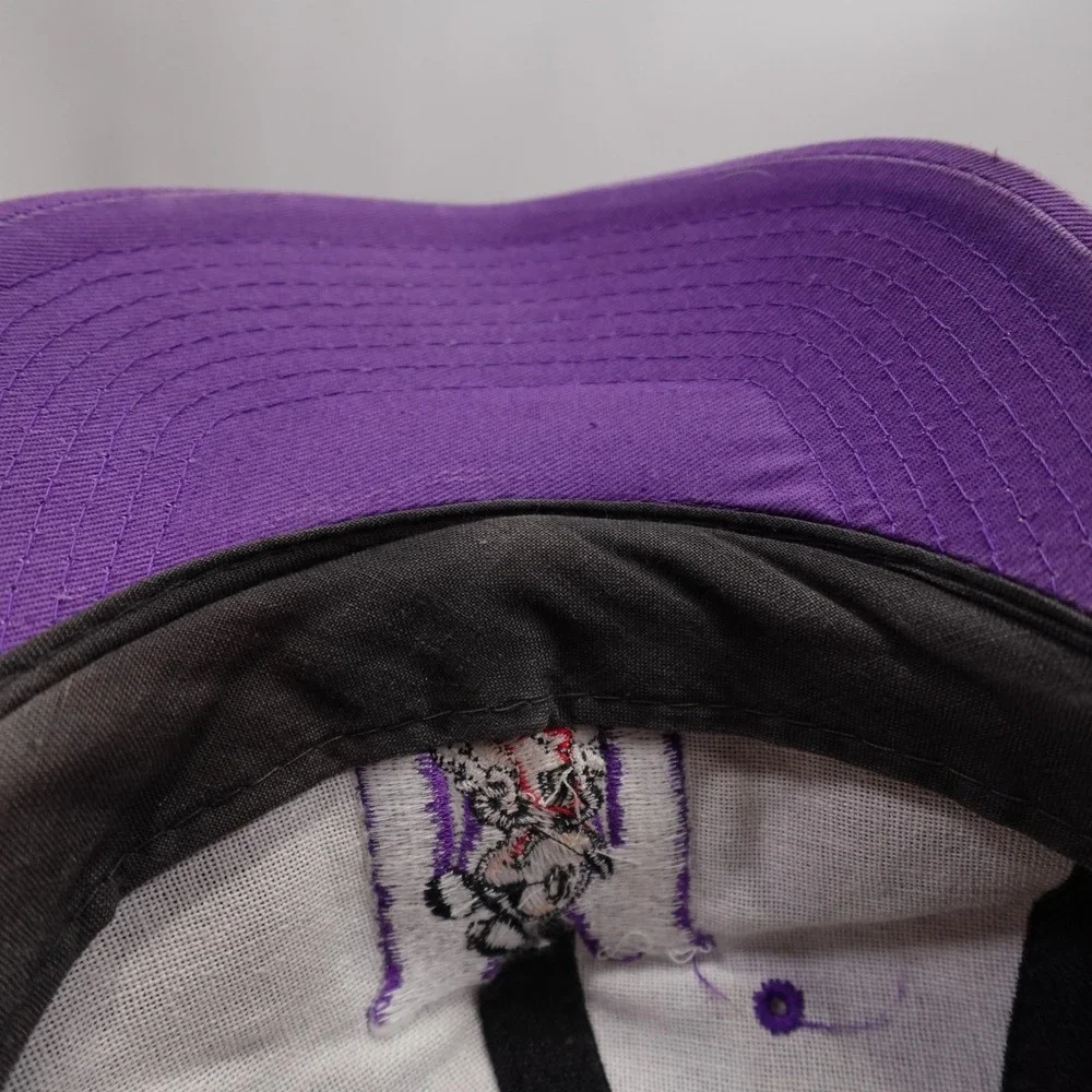 Vintage Mickey Mouse Hat Cap Snap Back Mens One Size Purple Black Cartoon